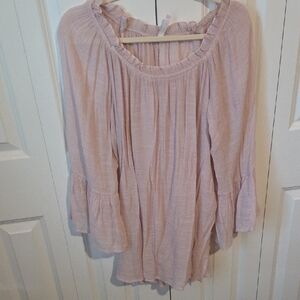 Chic Light Pink Ruffle Blouse